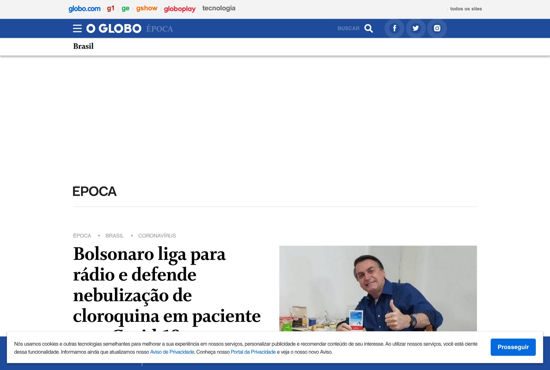 captura da página de O Globo