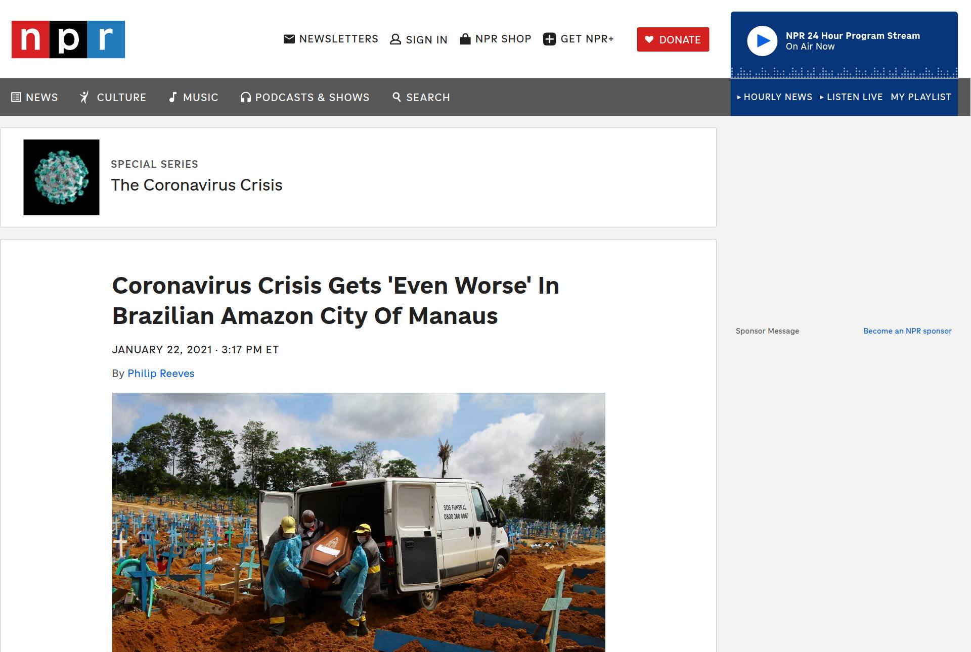 captura da página de NPR